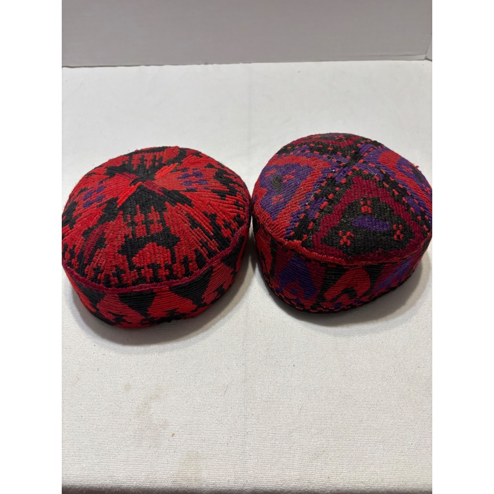 Lot of 2 Authentic Afghan Tribal Caps